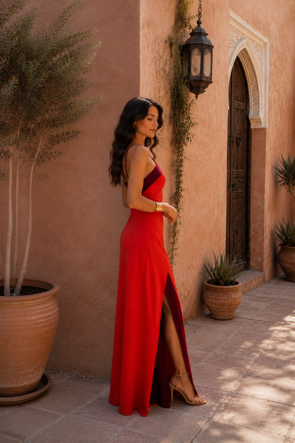 Isolde | Robe Maxi Bicolore Rouge