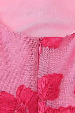 Auxane | Robe Maxi Dentelle Fleurie Fuchsia
