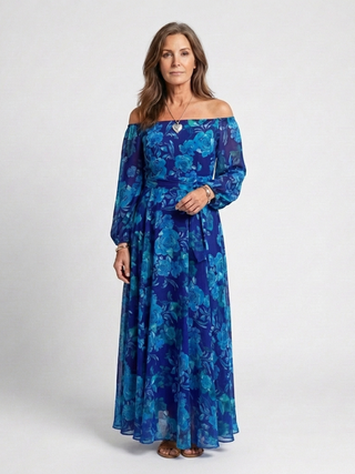 Robe Maxi Fleurie à Épaules Dégagées Aspen