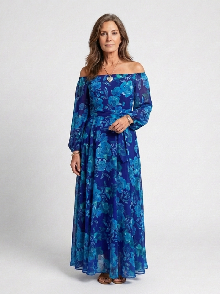 Robe Maxi Fleurie à Épaules Dégagées Aspen