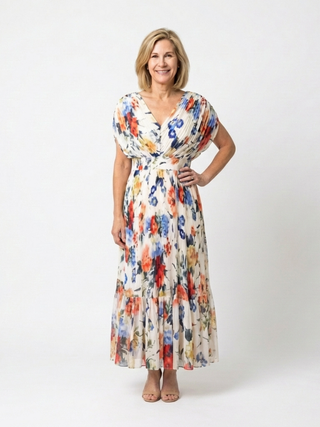 Robe Midi Fleurie Plissée Savannah