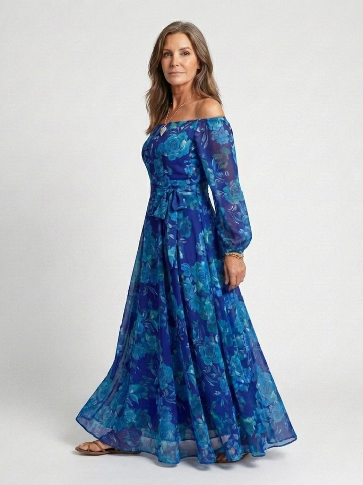 Robe Maxi Fleurie à Épaules Dégagées Aspen