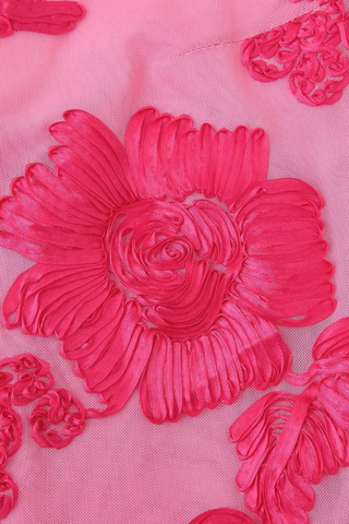 Auxane | Robe Maxi Dentelle Fleurie Fuchsia