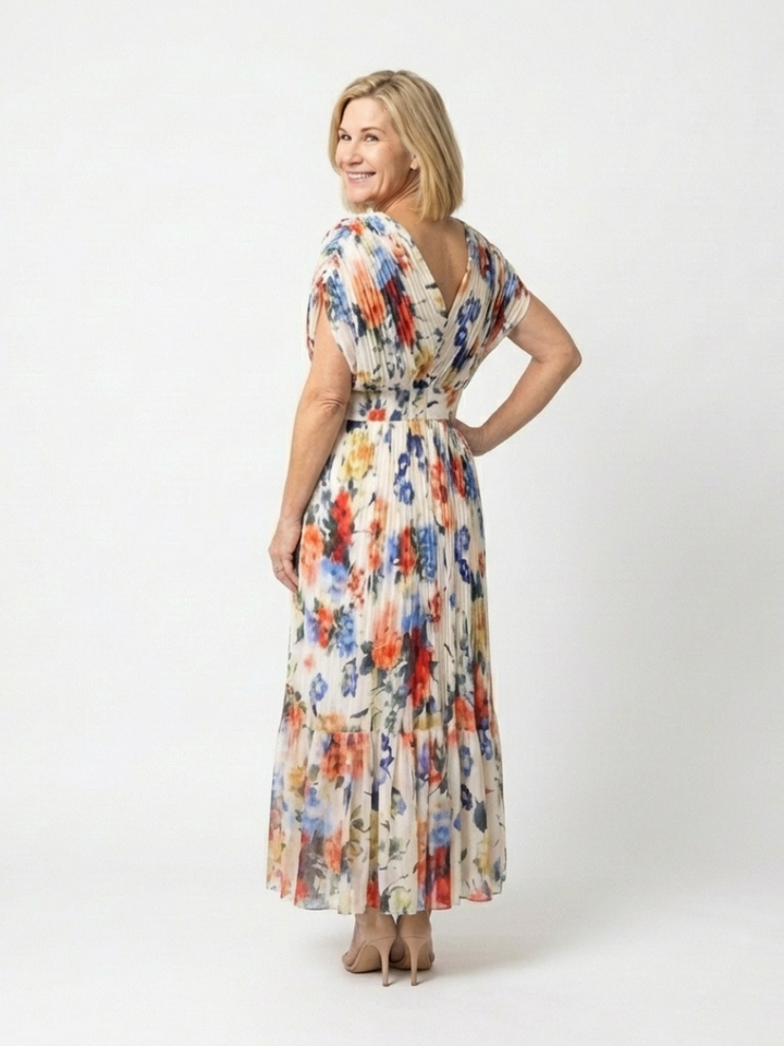 Robe Midi Fleurie Plissée Savannah