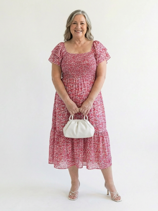 Robe Midi Florale à Épaules Nues Odette