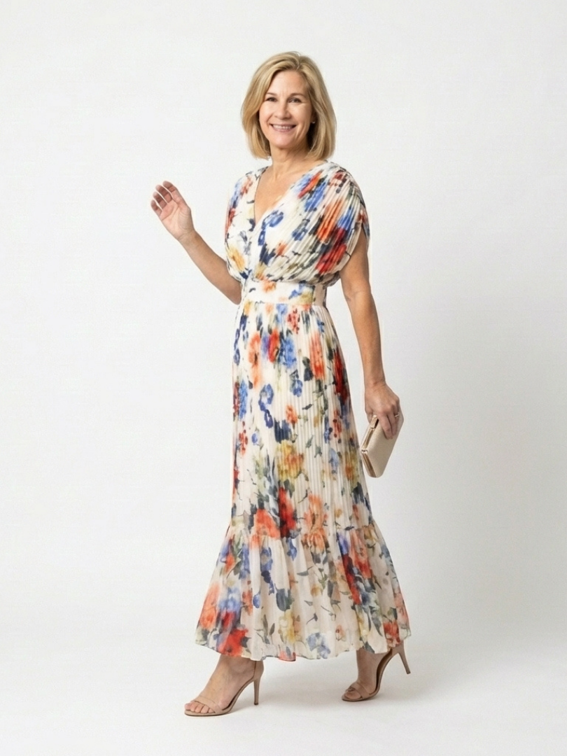Robe Midi Fleurie Plissée Savannah