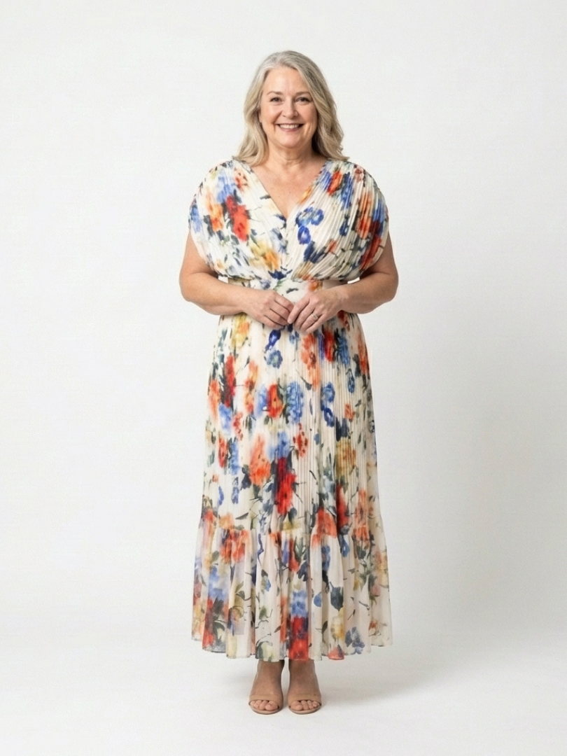 Robe Midi Fleurie Plissée Savannah