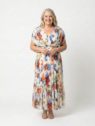 Robe Midi Fleurie Plissée Savannah