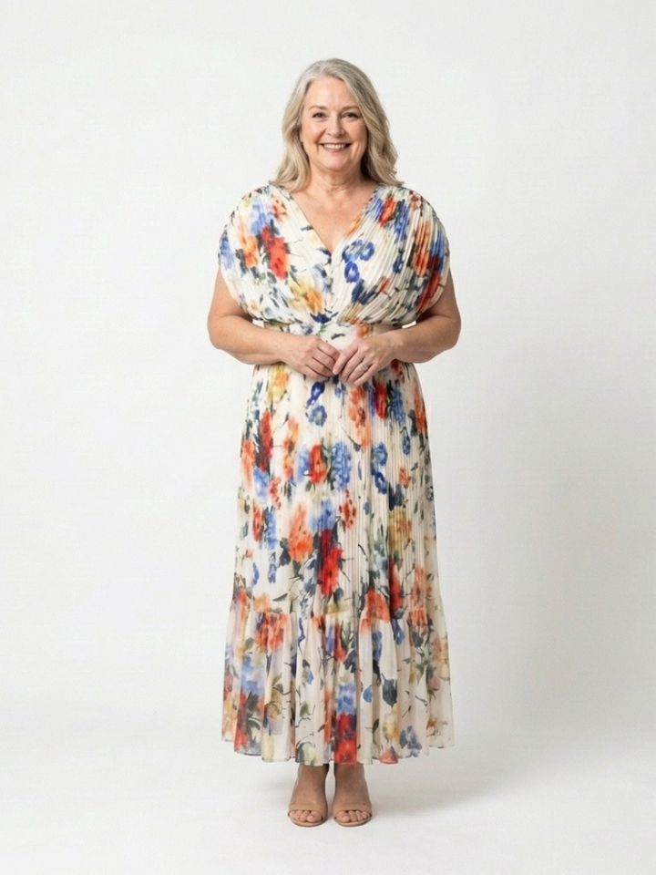 Robe Midi Fleurie Plissée Savannah