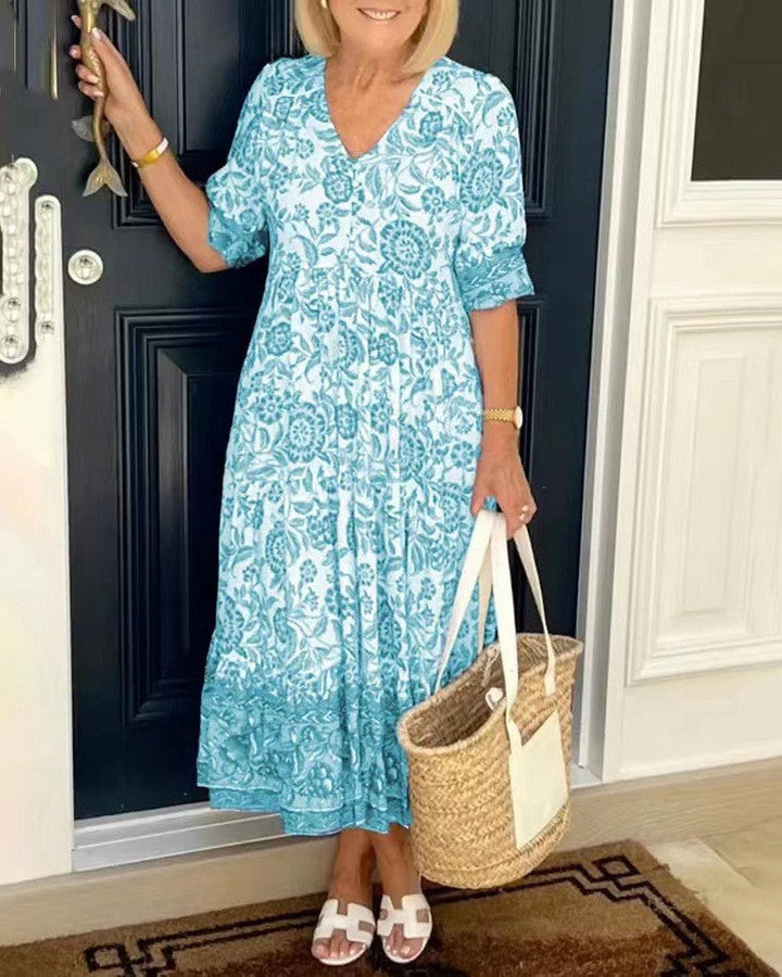 Marine | Robe de Jardin V-Neck Délicate