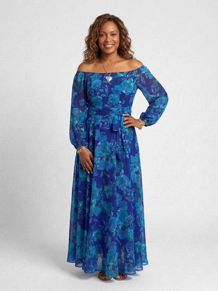 Robe Maxi Fleurie à Épaules Dégagées Aspen