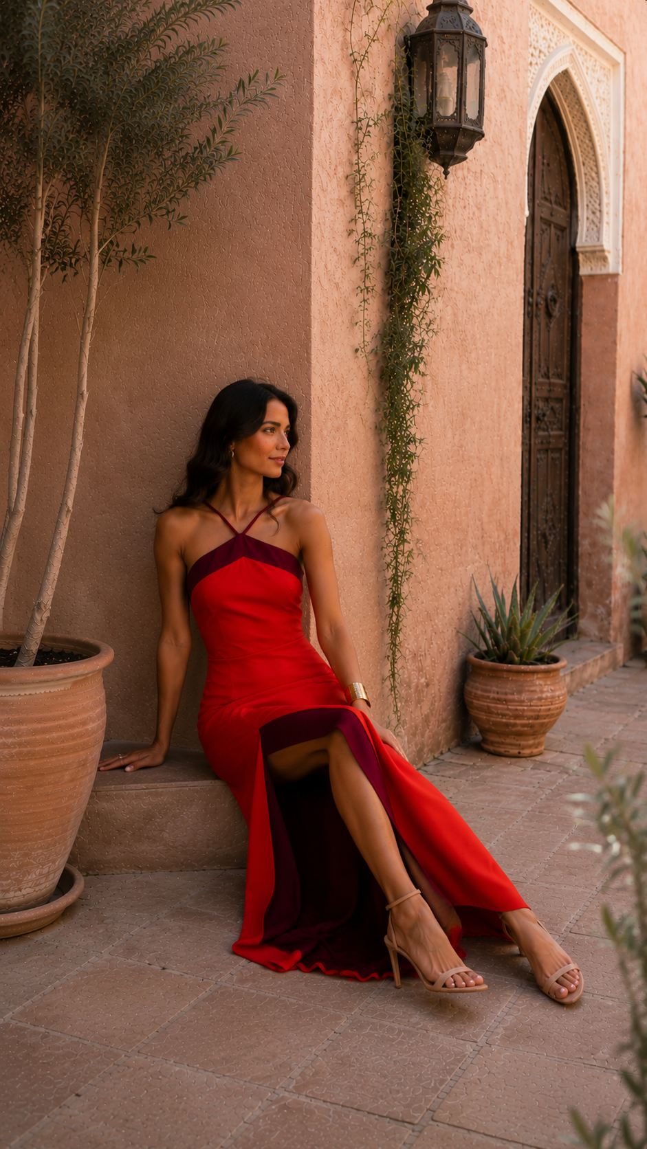 Isolde | Robe Maxi Bicolore Rouge
