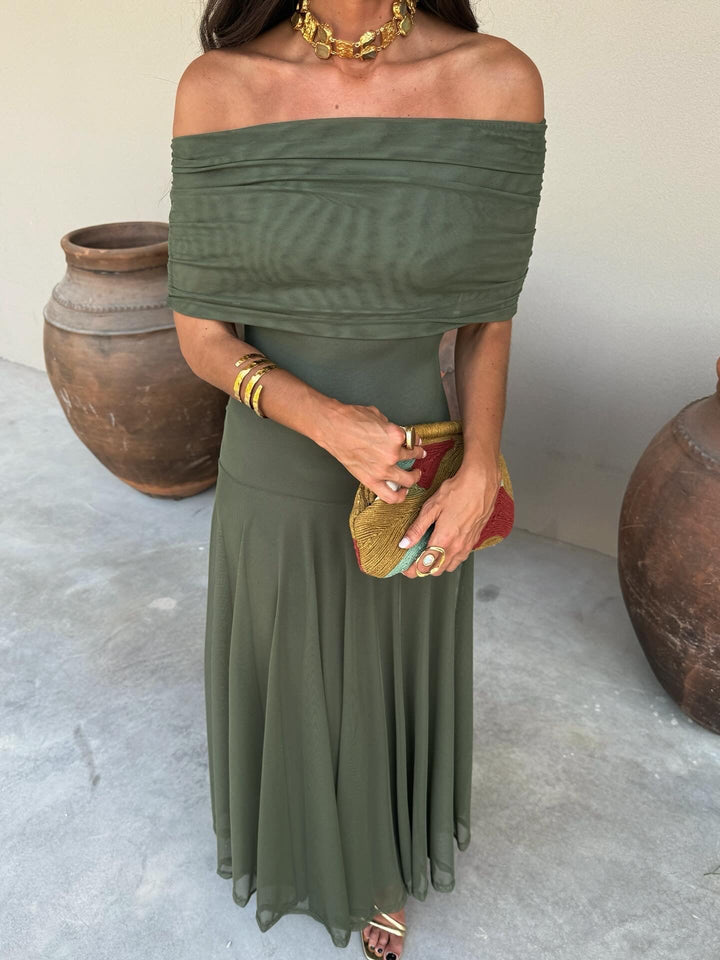 Marjolaine | Robe Maxi Monopaule Vert Olive