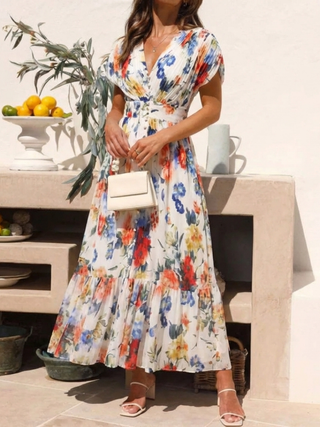 Robe Midi Fleurie Plissée Savannah