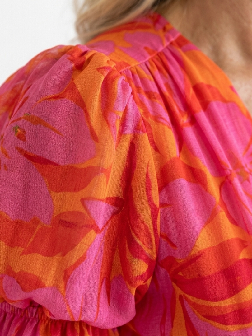 Robe Midi à Manches Bouffantes Willow
