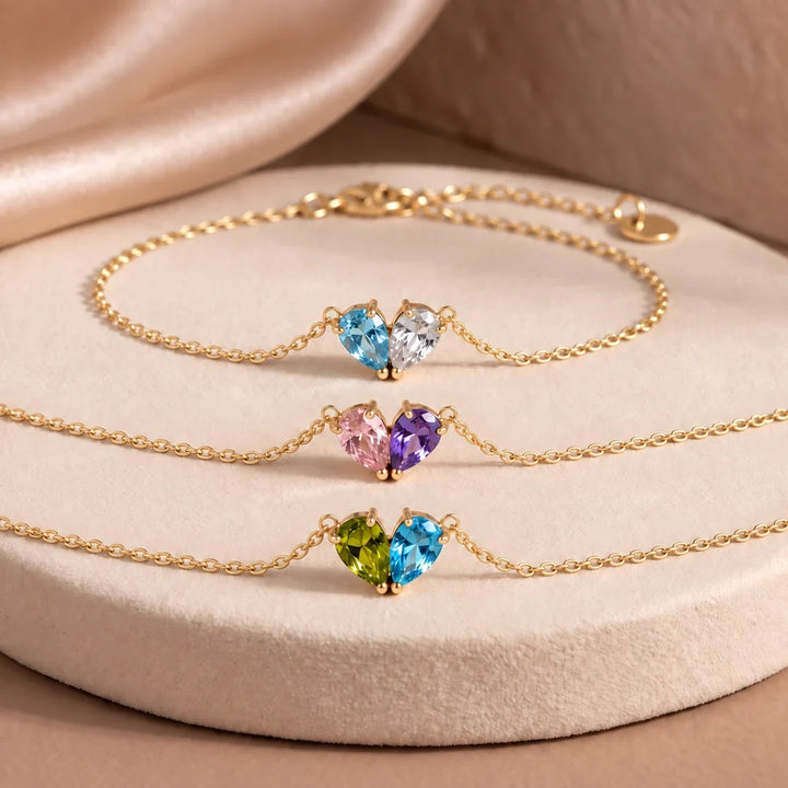 BRACELET DUO AVEC PIERRES DE NAISSANCE