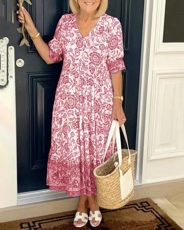 Marine | Robe de Jardin V-Neck Délicate