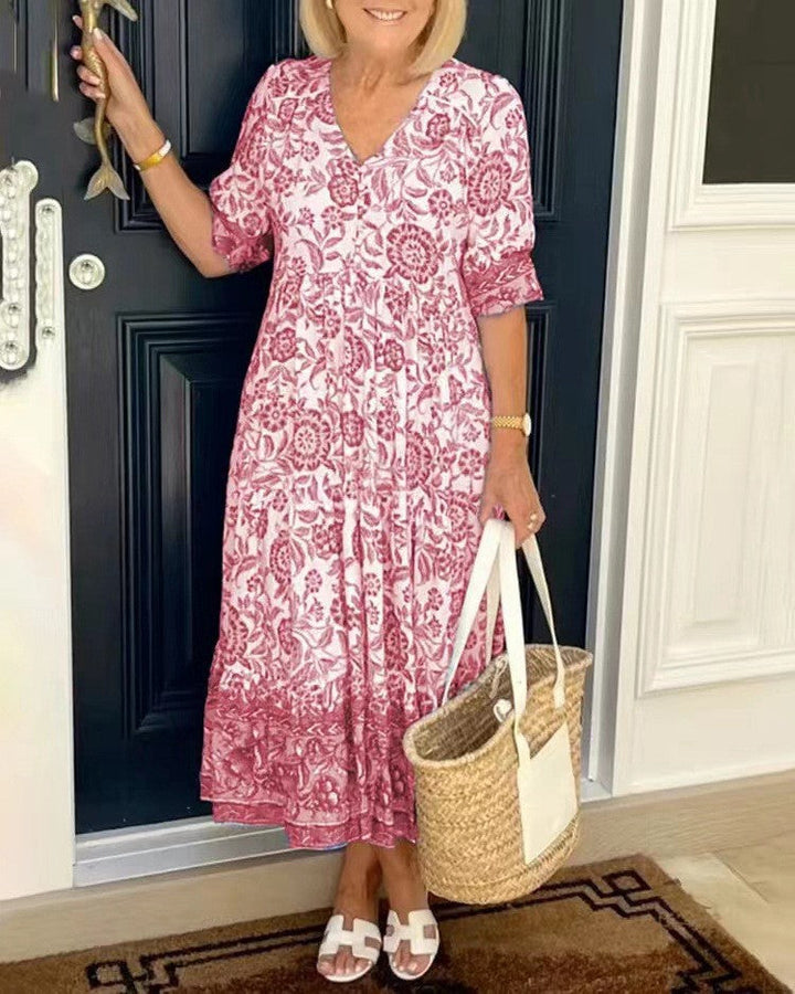 Marine | Robe de Jardin V-Neck Délicate