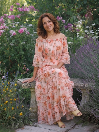 Robe Maxi à Volants Florale Décolleté Rosalie