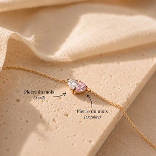 BRACELET DUO AVEC PIERRES DE NAISSANCE