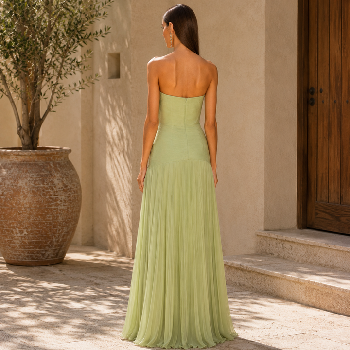 Eugénie | Robe Maxi Bustier Plissée
