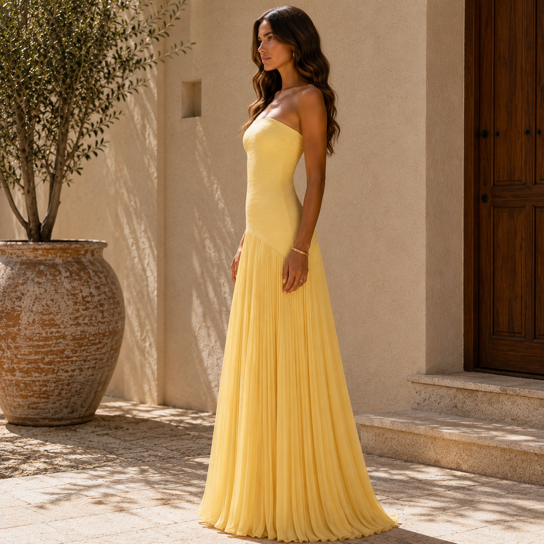Eugénie | Robe Maxi Bustier Plissée