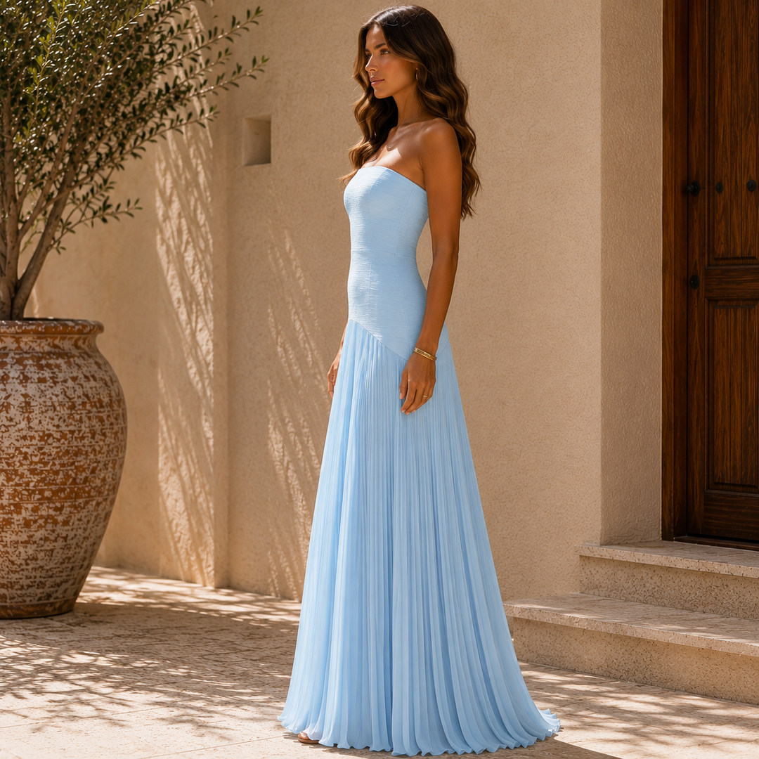 Eugénie | Robe Maxi Bustier Plissée