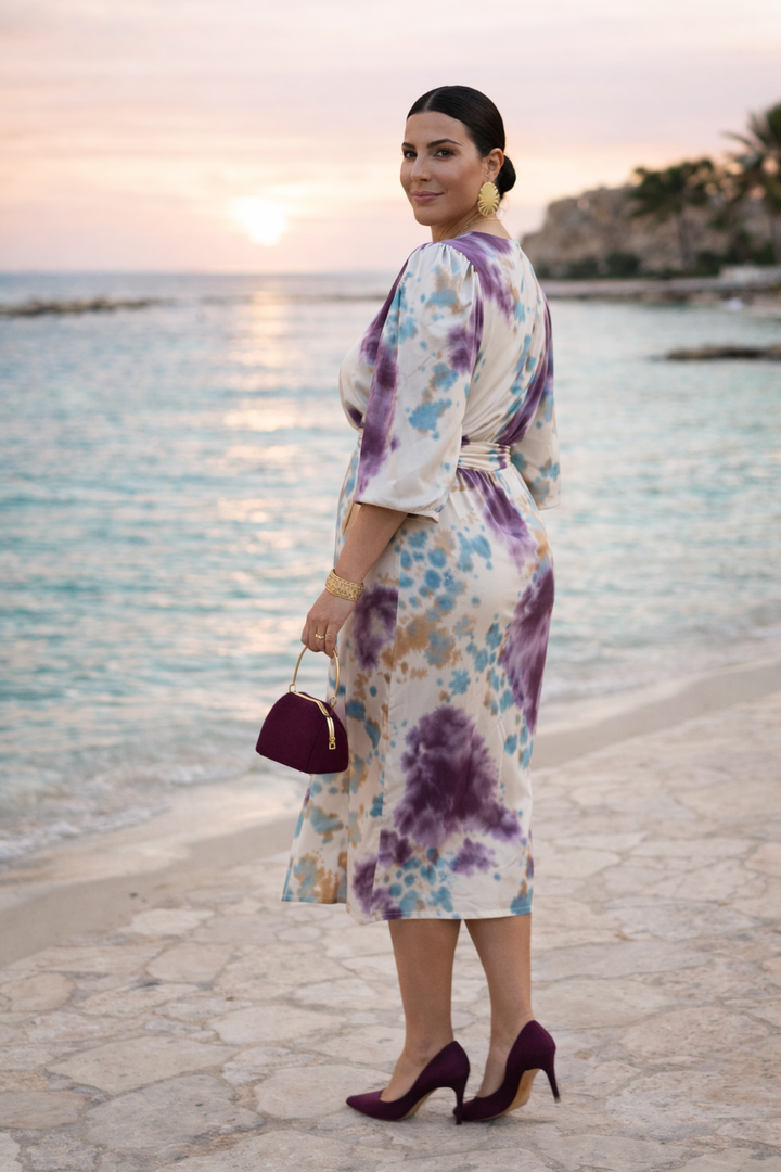 Eulalie | Robe Midi Portefeuille Aquarelle