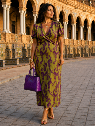 Mélisande | Robe Midi Fleurie Vert Olive