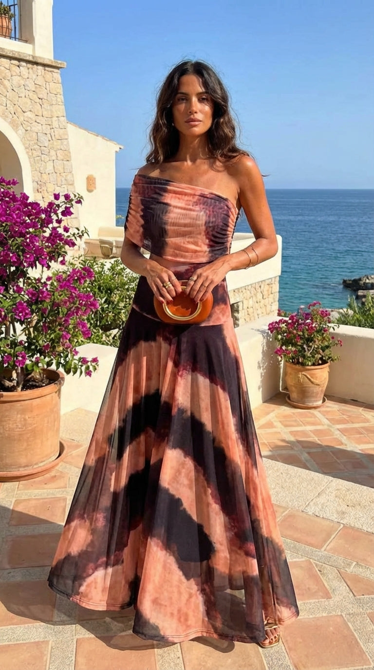 Soline | Robe Maxi Monopaule Imprimée Tie-Dye