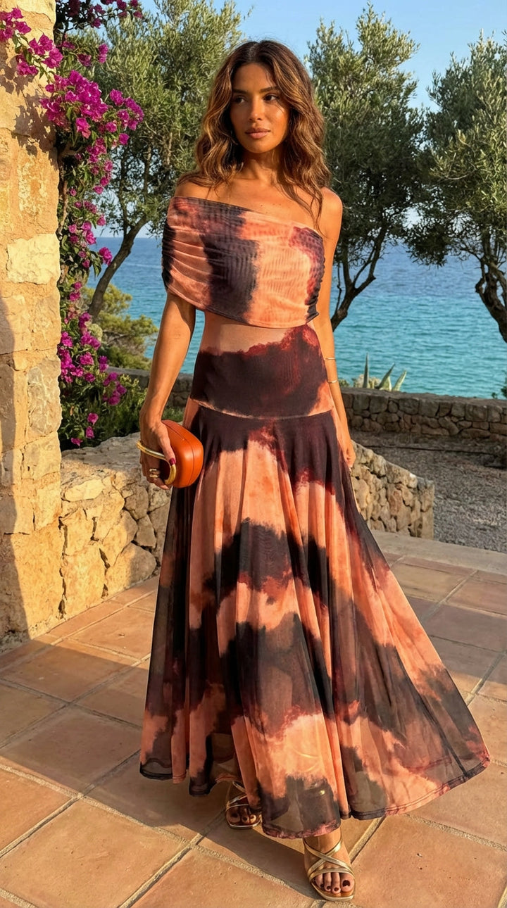 Soline | Robe Maxi Monopaule Imprimée Tie-Dye