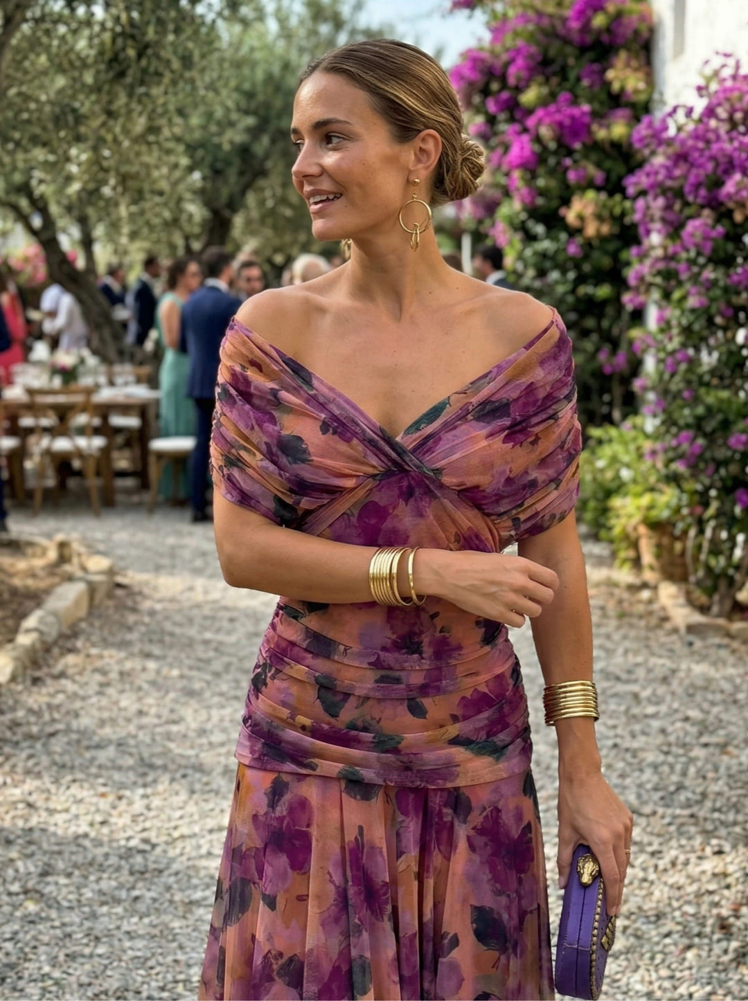 Lysandre | Robe Maxi Drapée Épaules Dénudées