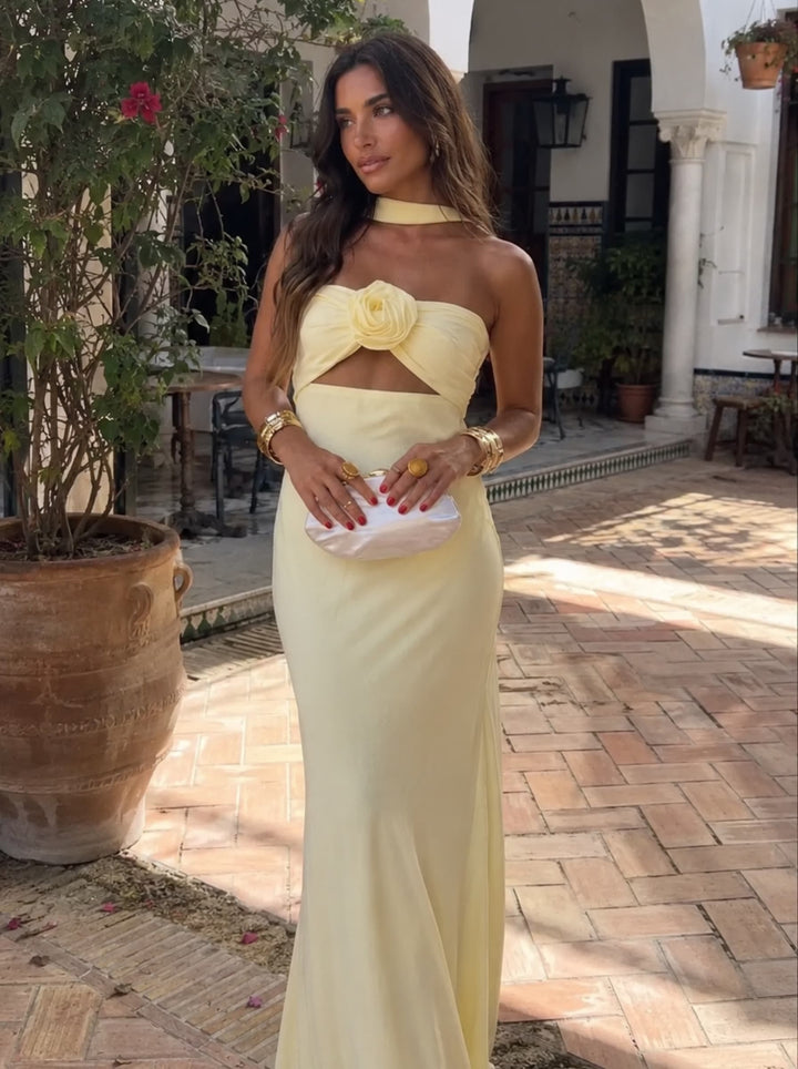 Isadora | Robe Maxi Jaune Pastel