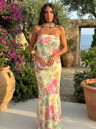Aure | Robe Maxi Bustier Fleurie