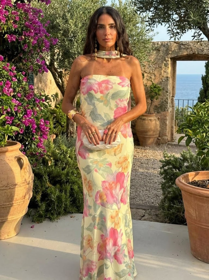 Aure | Robe Maxi Bustier Fleurie