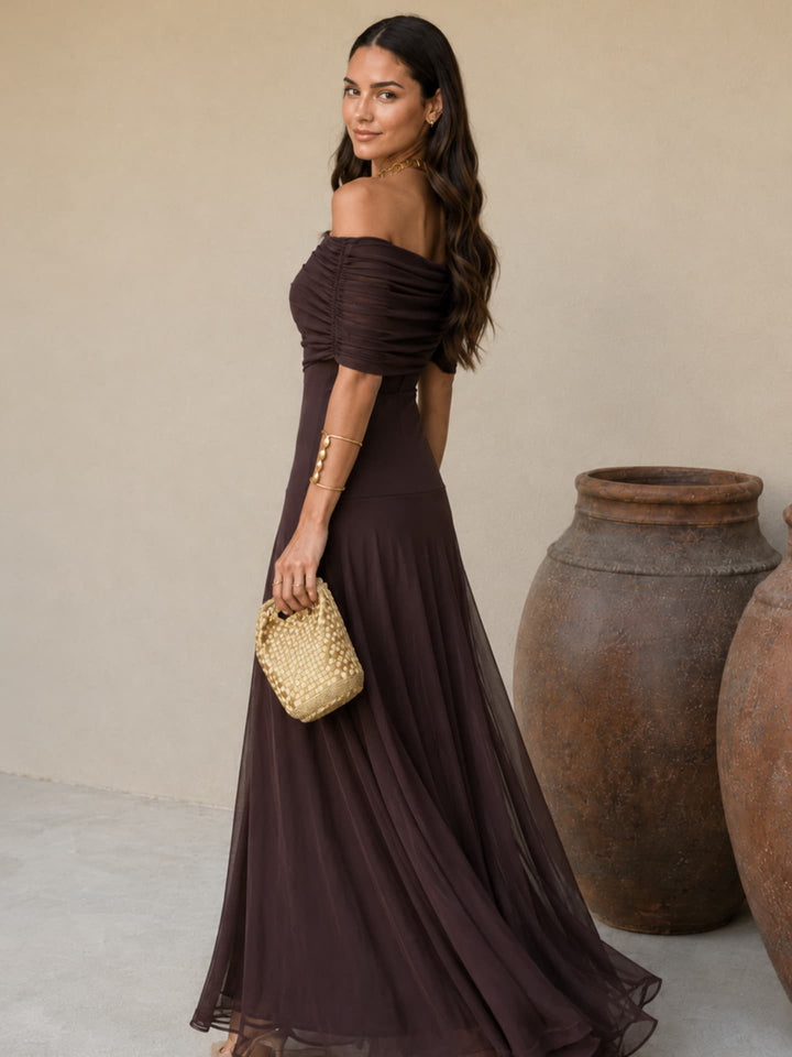 Zénaïde | Robe Maxi Monopaule Marron Chocolat