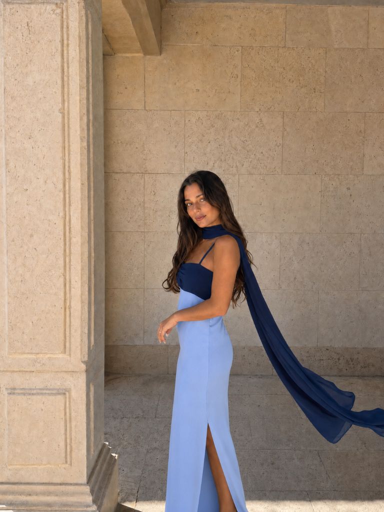 Victoire | Robe Maxi Bicolore Bleue