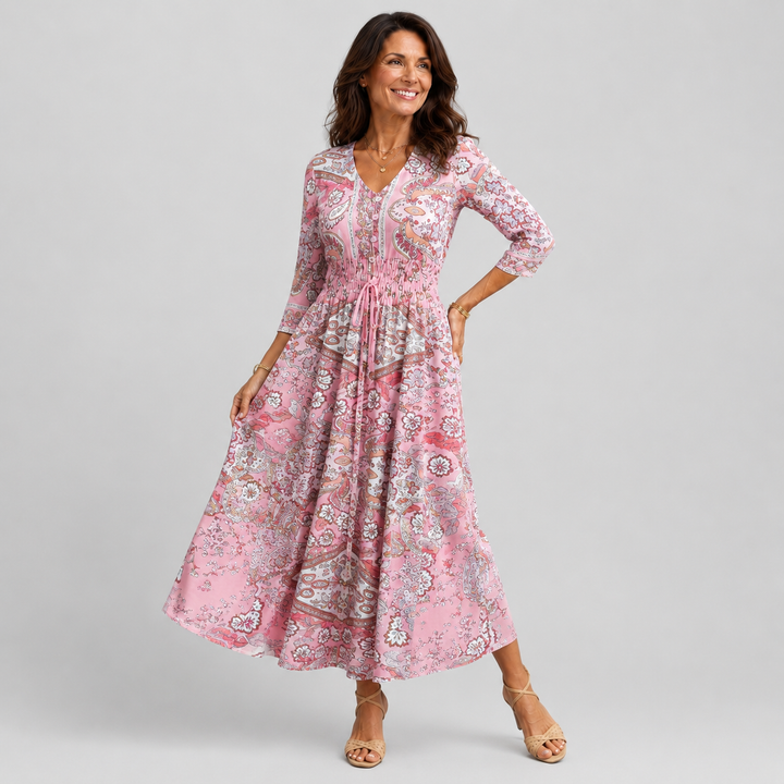 Louise | Robe Maxi Bohème Imprimé Cachemire