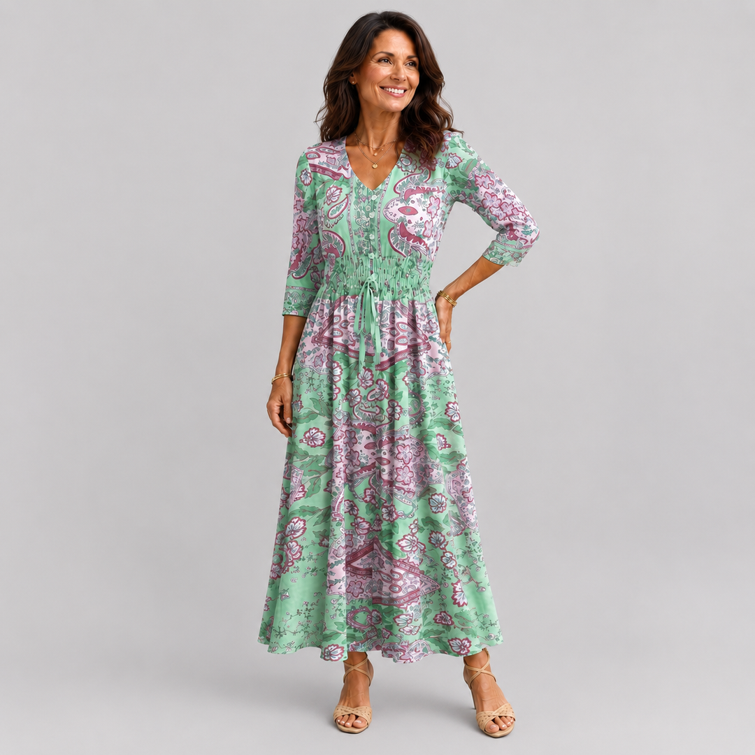 Louise | Robe Maxi Bohème Imprimé Cachemire