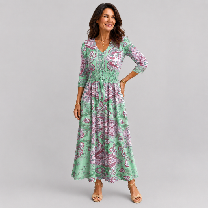 Louise | Robe Maxi Bohème Imprimé Cachemire