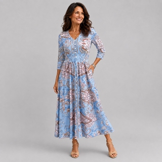 Louise | Robe Maxi Bohème Imprimé Cachemire