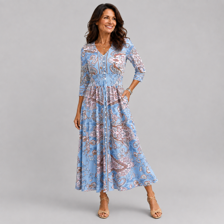 Louise | Robe Maxi Bohème Imprimé Cachemire