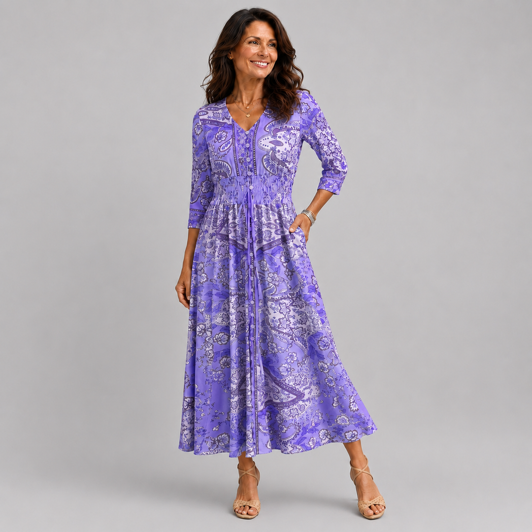Louise | Robe Maxi Bohème Imprimé Cachemire
