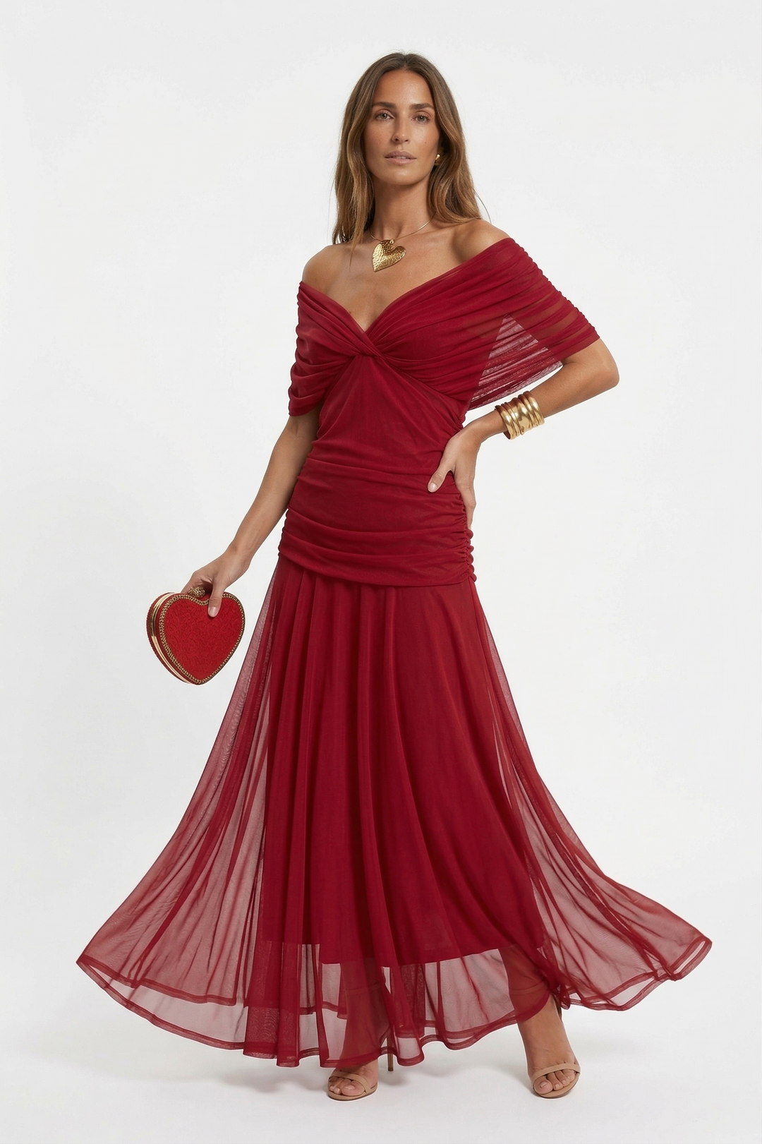 Lysandre | Robe Maxi Drapée Épaules Dénudées