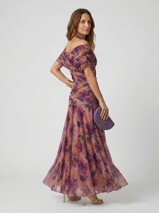 Lysandre | Robe Maxi Drapée Épaules Dénudées