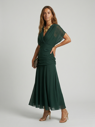 Lysandre | Robe Maxi Drapée Épaules Dénudées