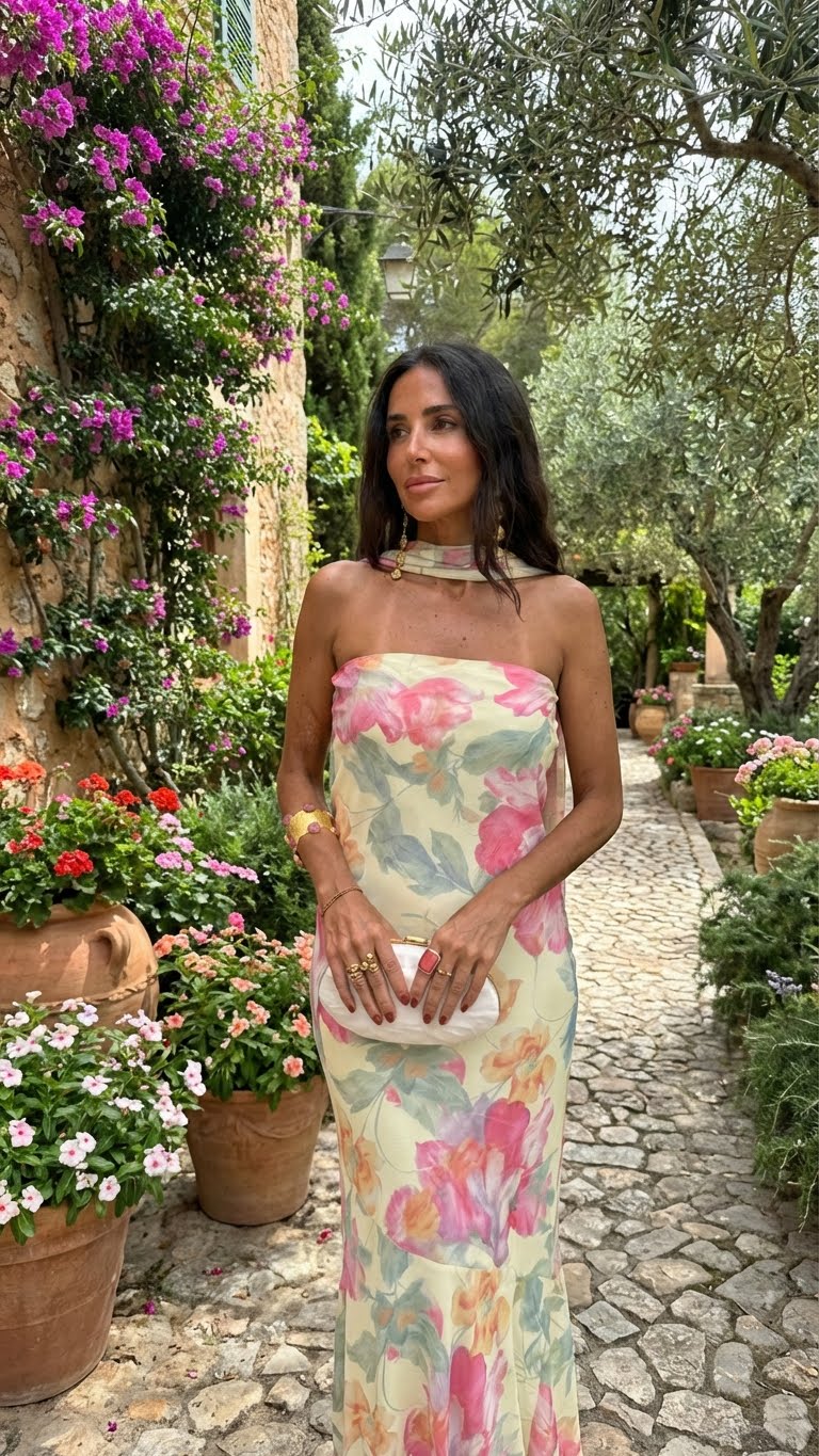 Aure | Robe Maxi Bustier Fleurie