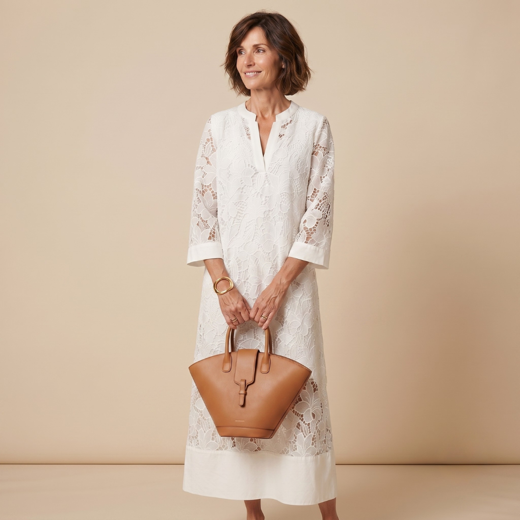 Juliette™ | Élégante robe longue blanche en dentelle
