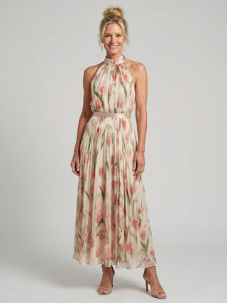 Sidonie | Robe Midi Fleurie à Col Halter