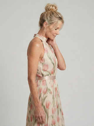 Sidonie | Robe Midi Fleurie à Col Halter